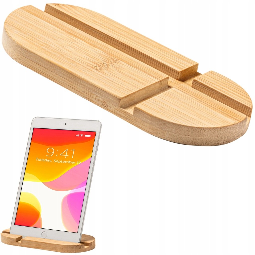 BAMBUSOWY STOJAK POD na TELEFON I TABLET podwójny