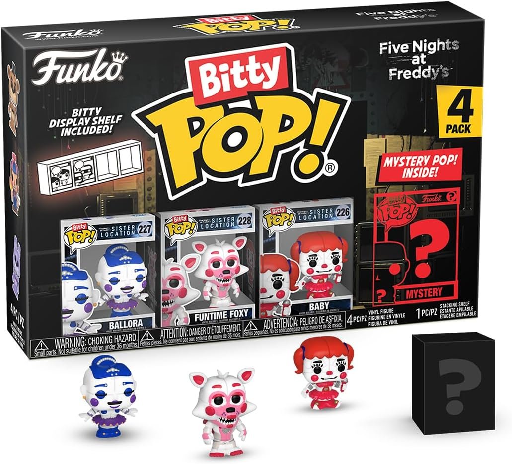 five nights at freddy's bitty 4 pack 2.5cm funko pop! ballora foxy funtime baby