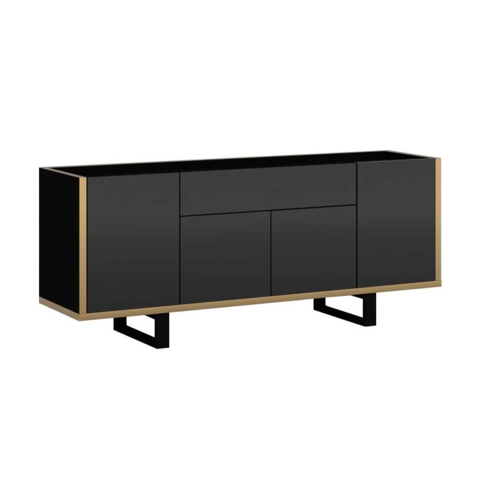 Nowoczesna komoda HENRY 4F 1SZ Czarny połysk + złoty