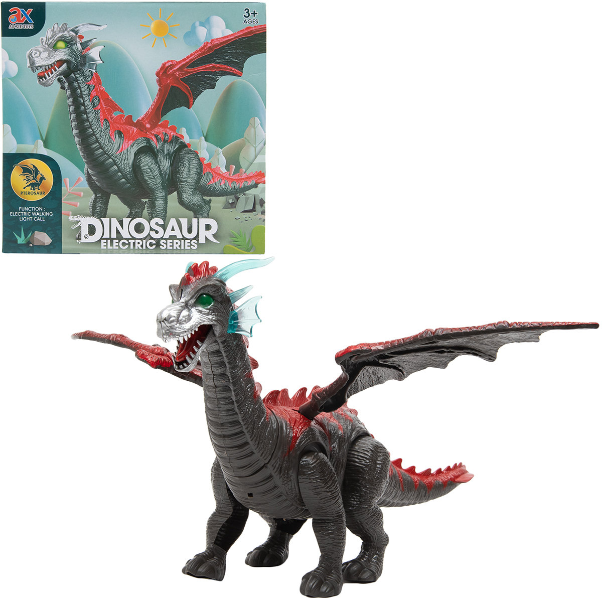 Dinozaur Czerwony Duży Chodzi Ryczy Wydaje Dźwięki Zabawka