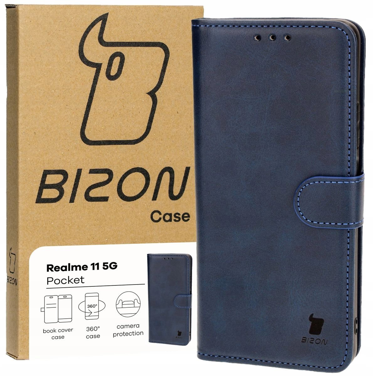 Etui Bizon Case Pocket do Realme 11 5G, granatowe