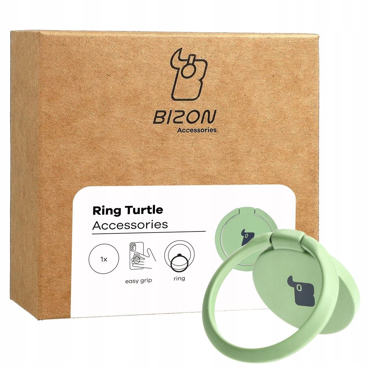 Uchwyt na palec Bizon Accessories Ring Turtle uniwersalny, jasnozielony