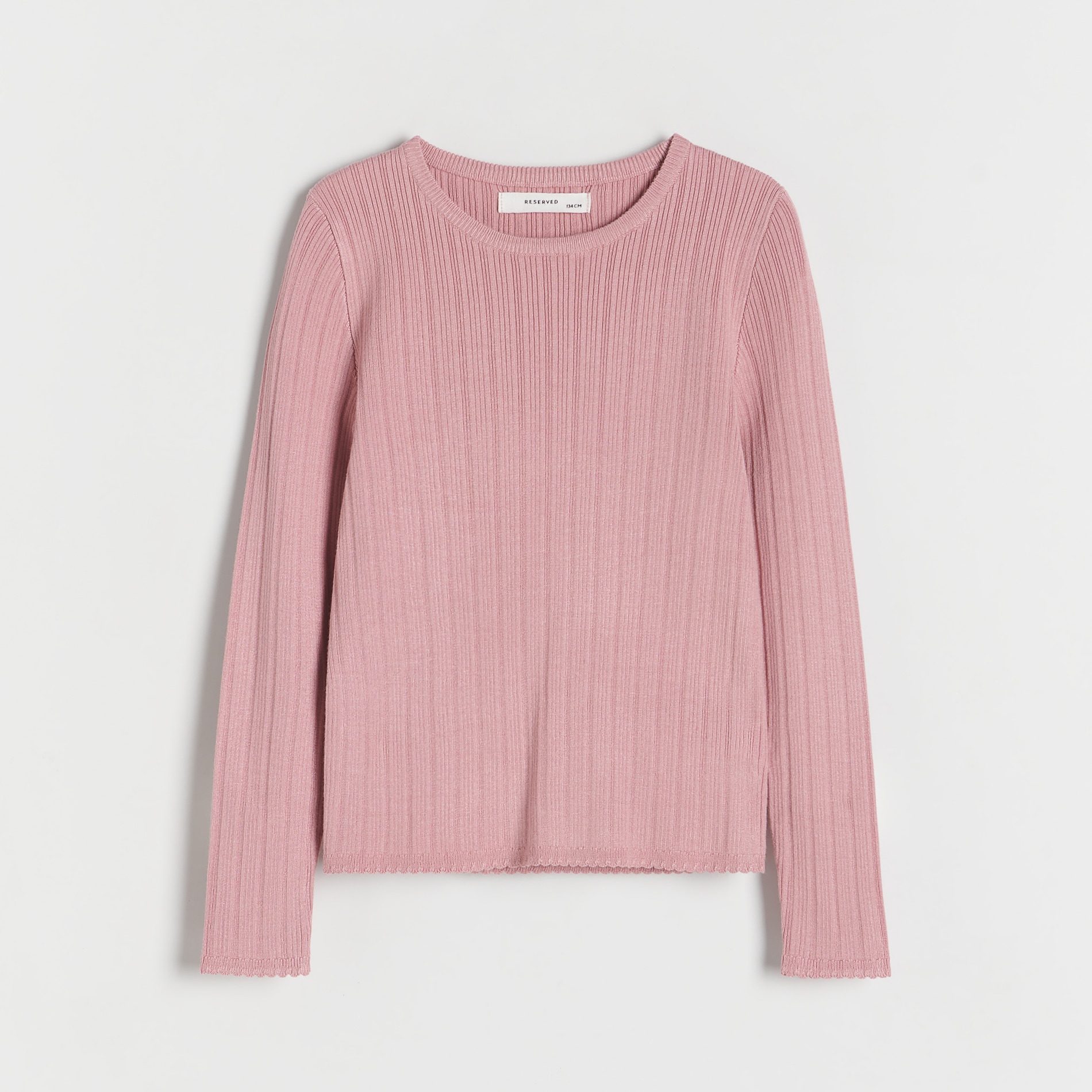 Reserved - Prążkowany sweter - Różowy