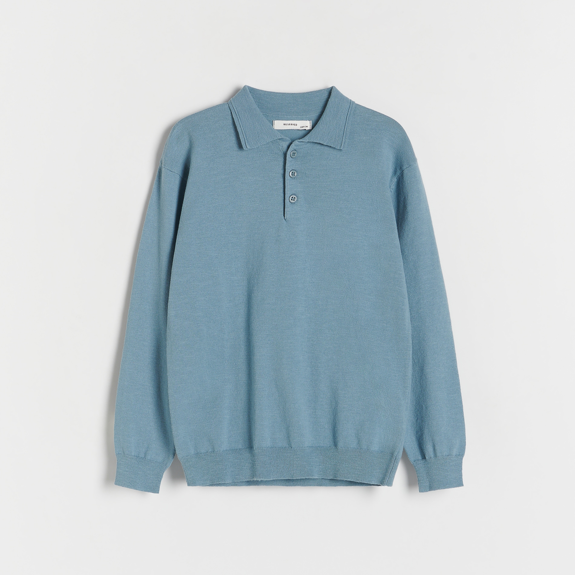 Reserved - Bawełniany sweter polo - Niebieski