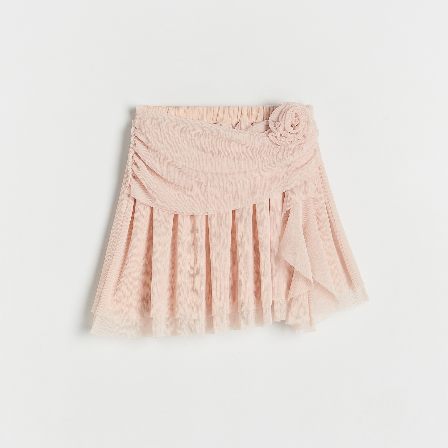 Reserved - Asymetryczna spódnica z kwiatkiem - Różowy
