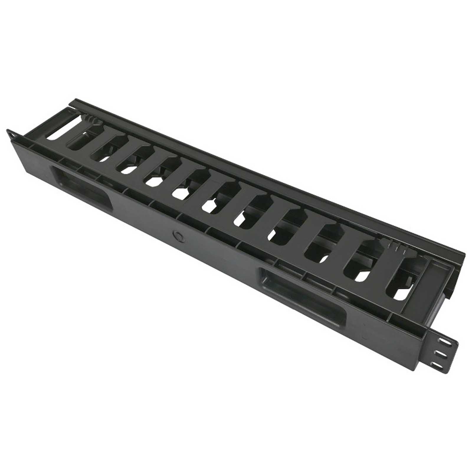 Organizer kabli poziomy 1U, grzebieniowy, plastik ABS