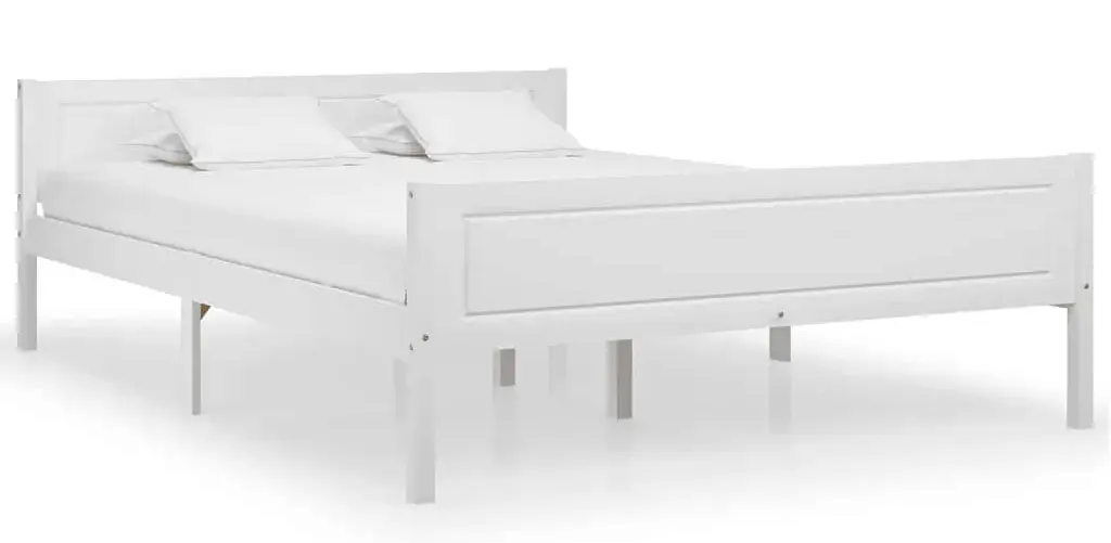 Białe dwuosobowe drewniane łóżko 140x200 W7-W74