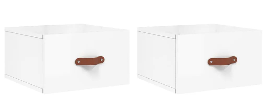 Zestaw Wiszących Biały Szafek Nocnych Połysk N6-N38