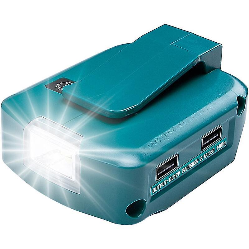 Makita 14-18v Akumulator litowo-jonowy Źródło zasilania Ładowarka USB do telefonu - Podwójne porty USB, port 12 V DC, latarka LED 3 W