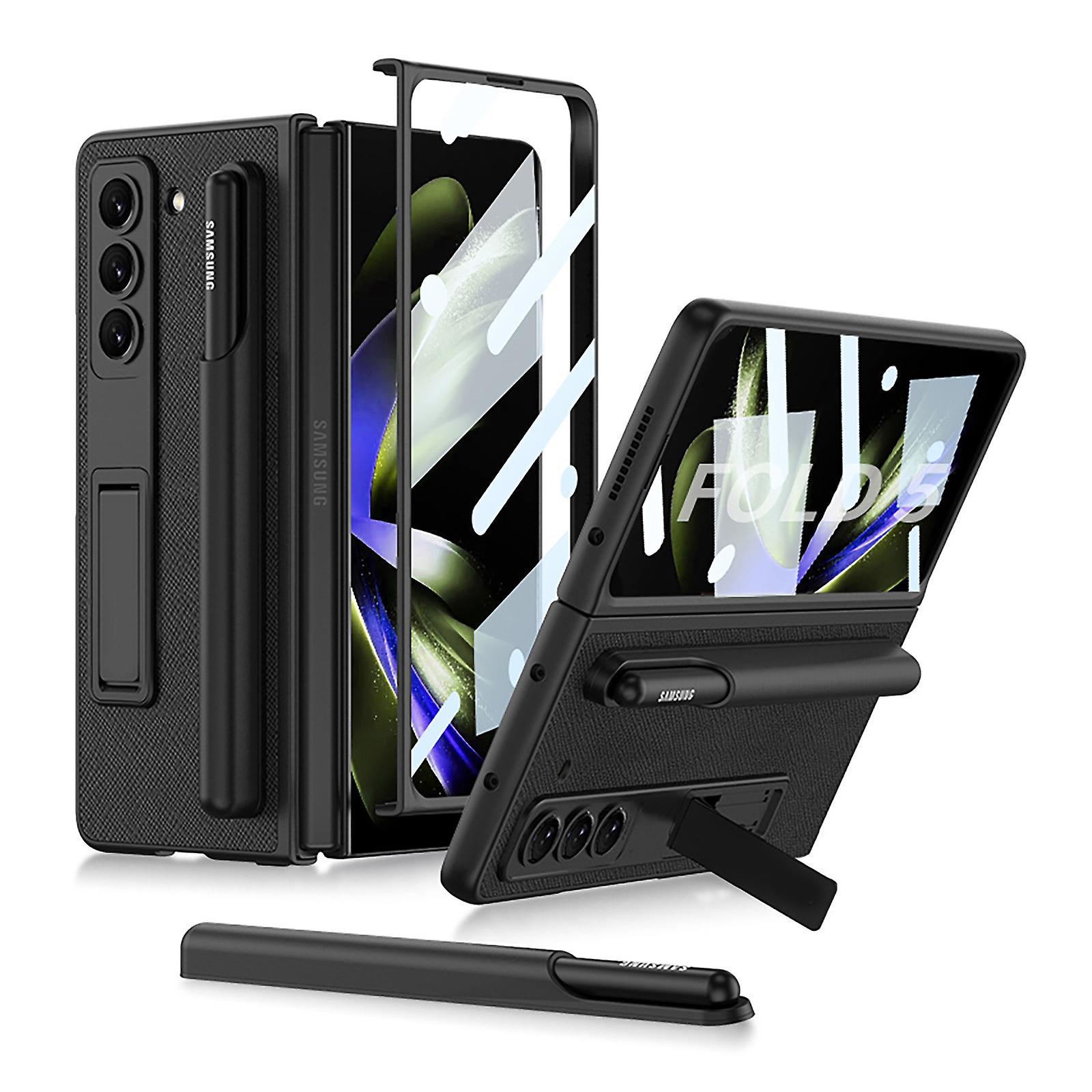 Fongwan Etui na telefon do Samsung Galaxy Z Fold 5 Stand Case z uchwytem na długopis S, Slim Case Osłona ochronna całego ciała Wbudowana szklana os...