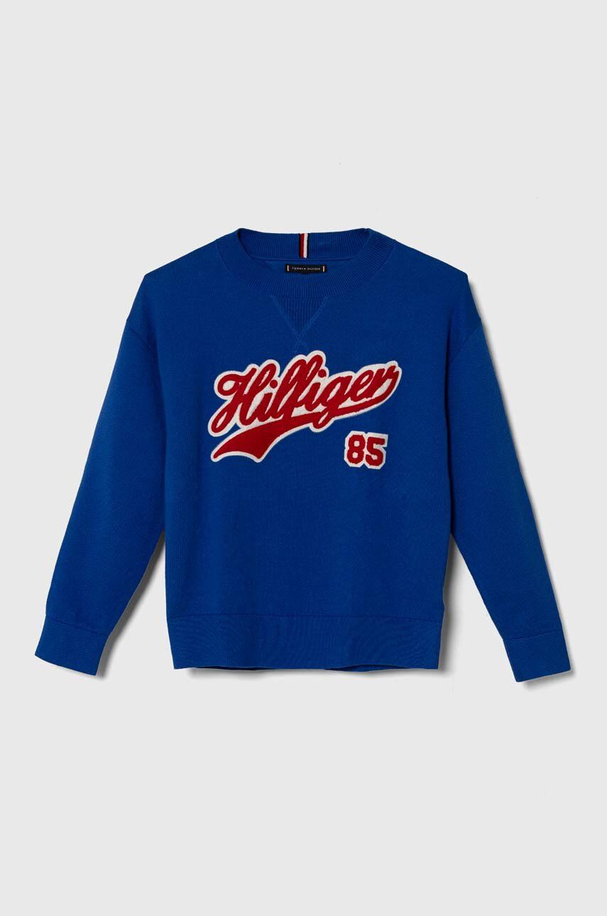 Tommy Hilfiger sweter bawełniany dziecięcy kolor niebieski