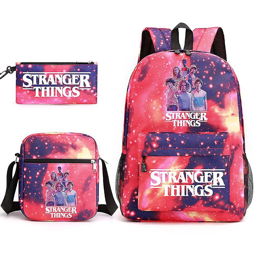 Stranger Things Plecak Trzyczęściowy zestaw Tornister szkolny Torba płócienna Y Gwiazda Czerwona