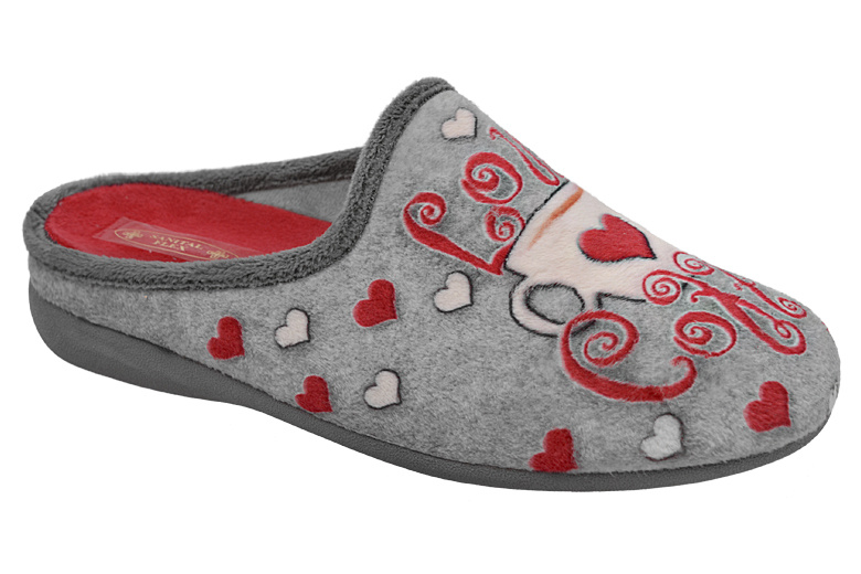 Kapcie SANITAL FLEX 7300-24 H Gris Szare Popielate Love Coffee Pantofle domowe Ciapy zdrowotne