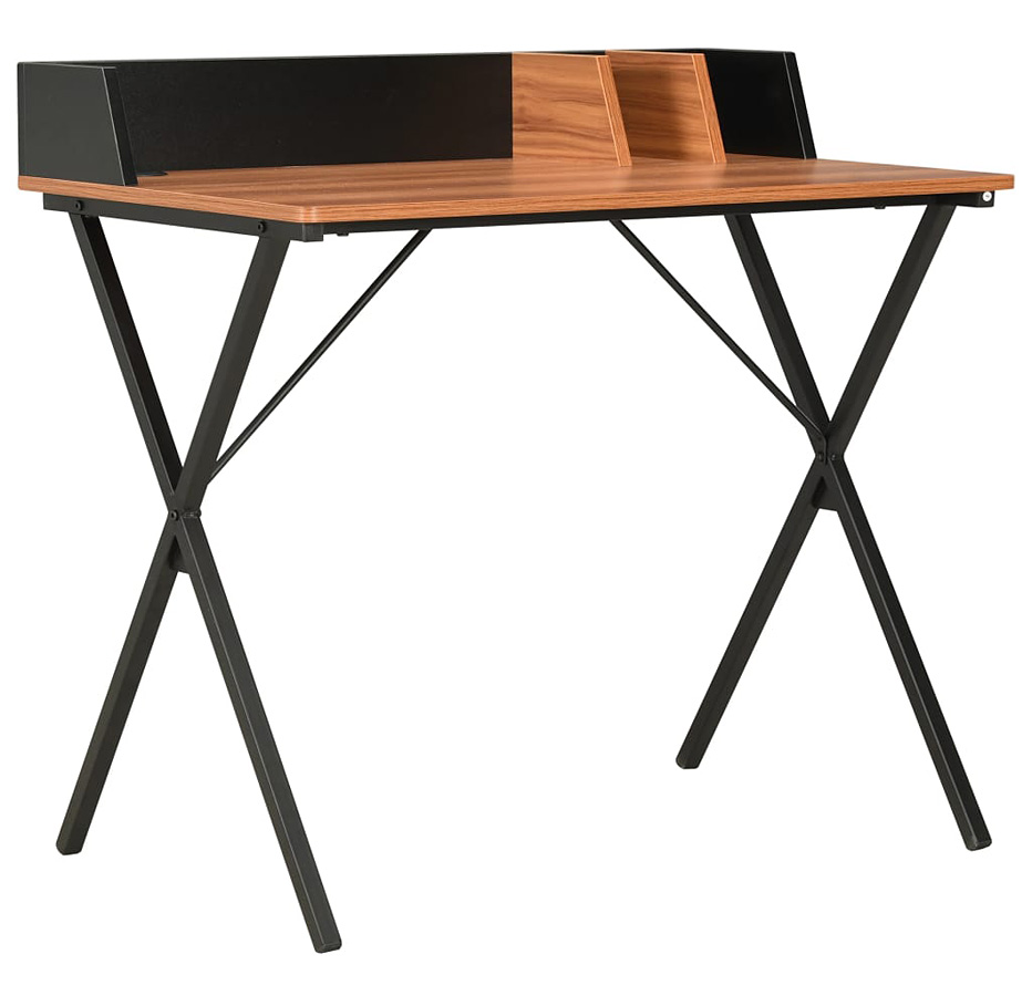 Biurko w stylu loft z przegródkami czarny + brązowy L5-D50