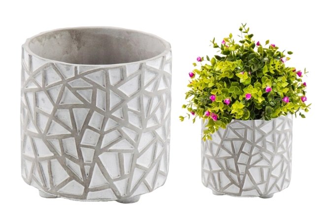 Osłonka na kwiaty betonowa na nóżkach szara 14 x 13 cm