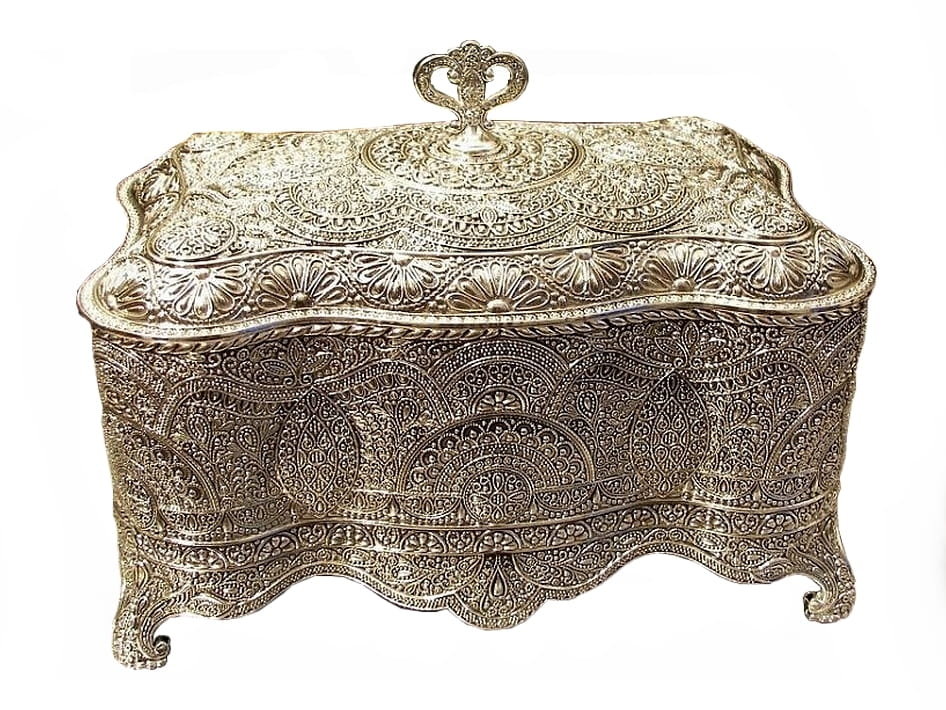 Szkatułka Stare Srebro Filigran Na Ślub, Komunię, Chrzciny