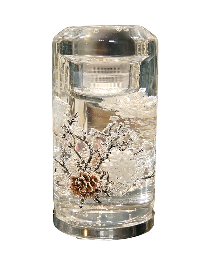 Świecznik Kawałek Zimy Zamrożony W Szkle, Led I Świeczka Prezent