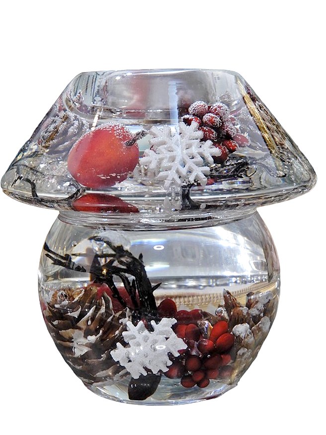 Szklany Świecznik Grzybek Świąteczny Klimat Zatopiony W Szkle