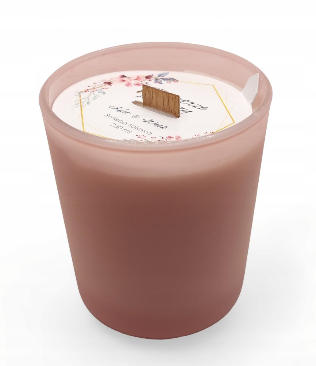 Świeca Sojowa różowy mat ręcznie robiona 230 ml zapach - Powietrze po burzy