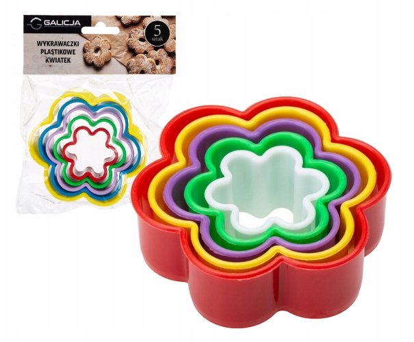 Foremki plastikowe do wykrawania ciastek 5 sztuk