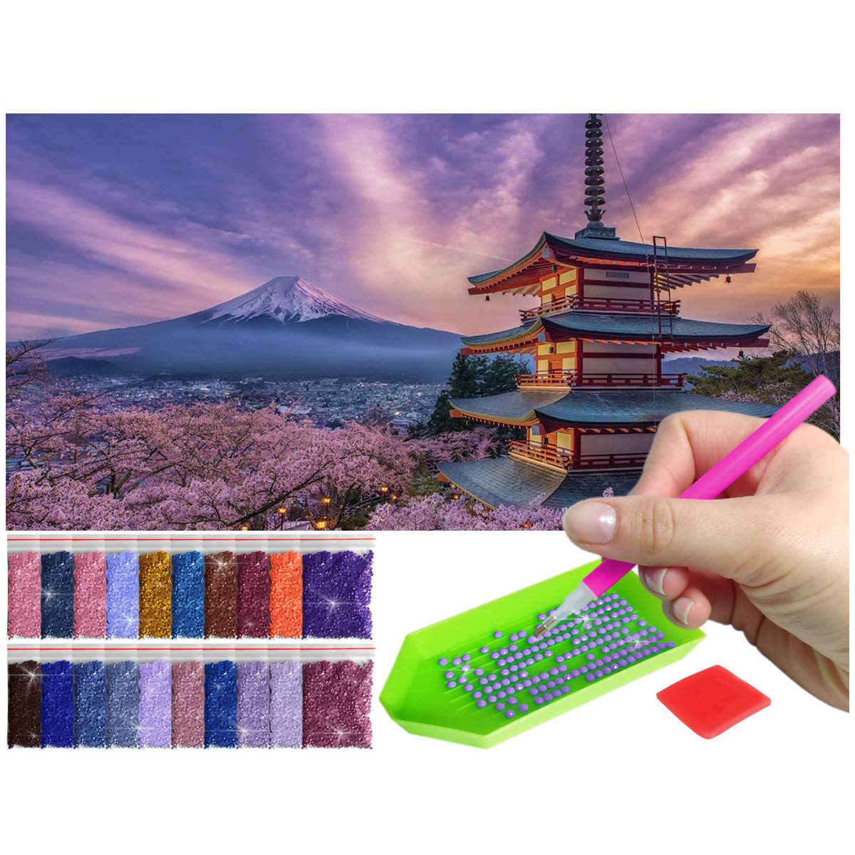 Haft Diamentowy ARTULIO, Obraz DIY 5D, Diamond Painting, Mozaika Diamentowa 40X80cm (Azjatycki malowniczy krajobraz) + Zestaw Akcesoriów