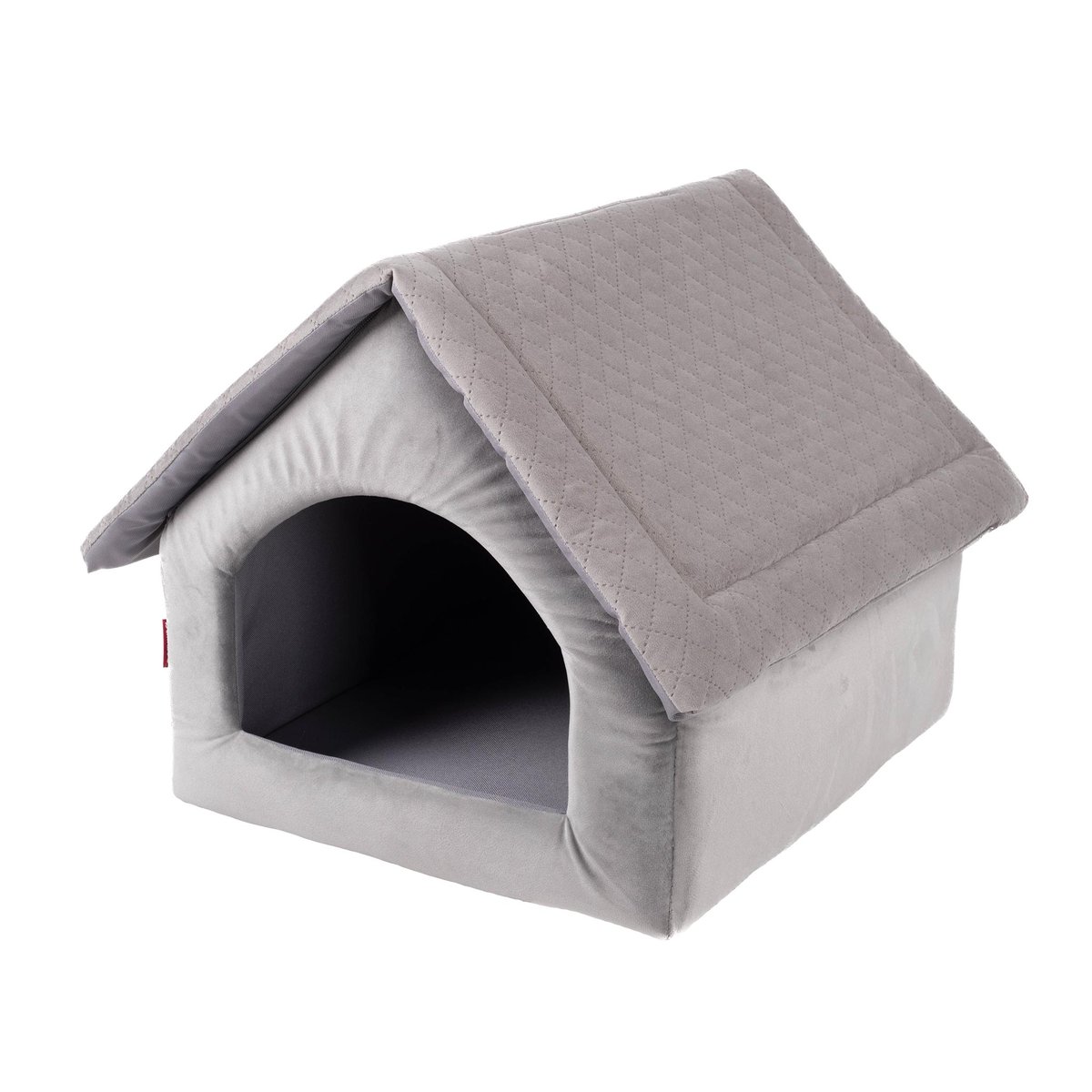 MATERIAŁOWY DOMEK BUDA LEGOWISKO DLA PSA SZARY VELVET R.3