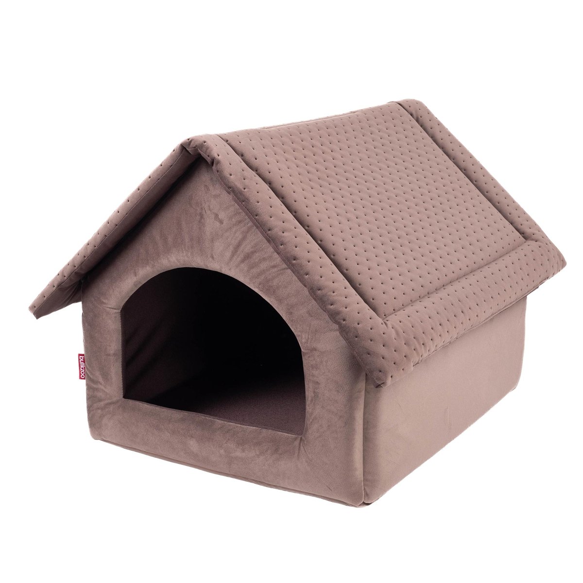 MATERIAŁOWY DOMEK BUDA LEGOWISKO DLA PSA BRĄZOWY VELVET R.4