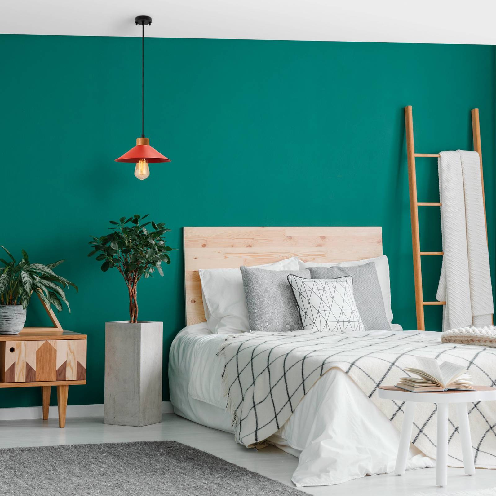 Opviq Żyrandol GMN-00006 1-pkt. drewniany detal czerwony