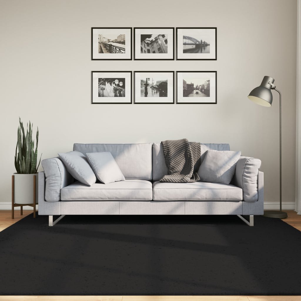 Dywan z krótkim włosiem, czarny, 200x200 cm