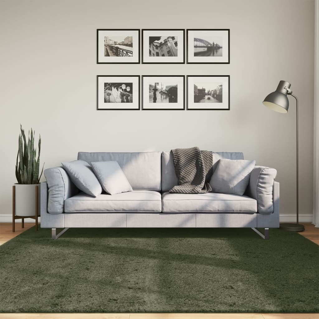 Dywan z krótkim włosiem, zielony, 200x200 cm