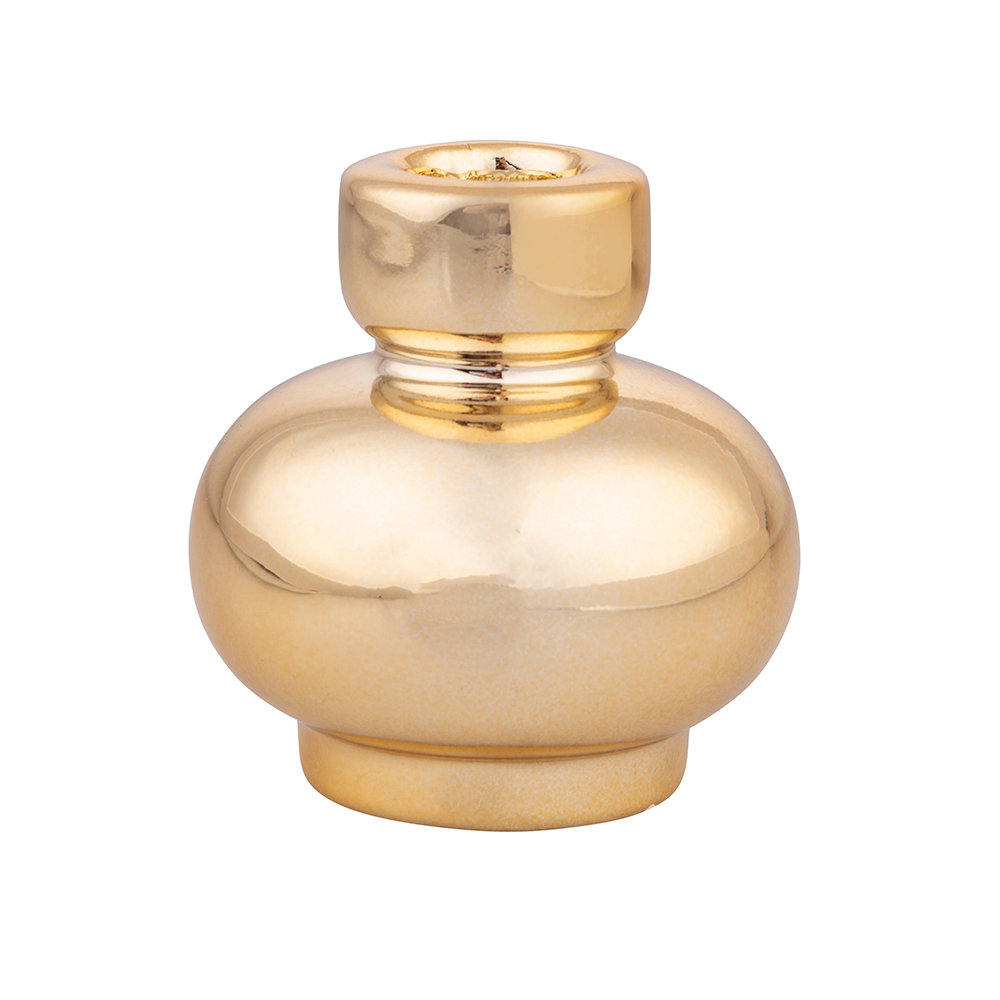 świecznik porcelanowy złoty 7,5x7,5x8 cm