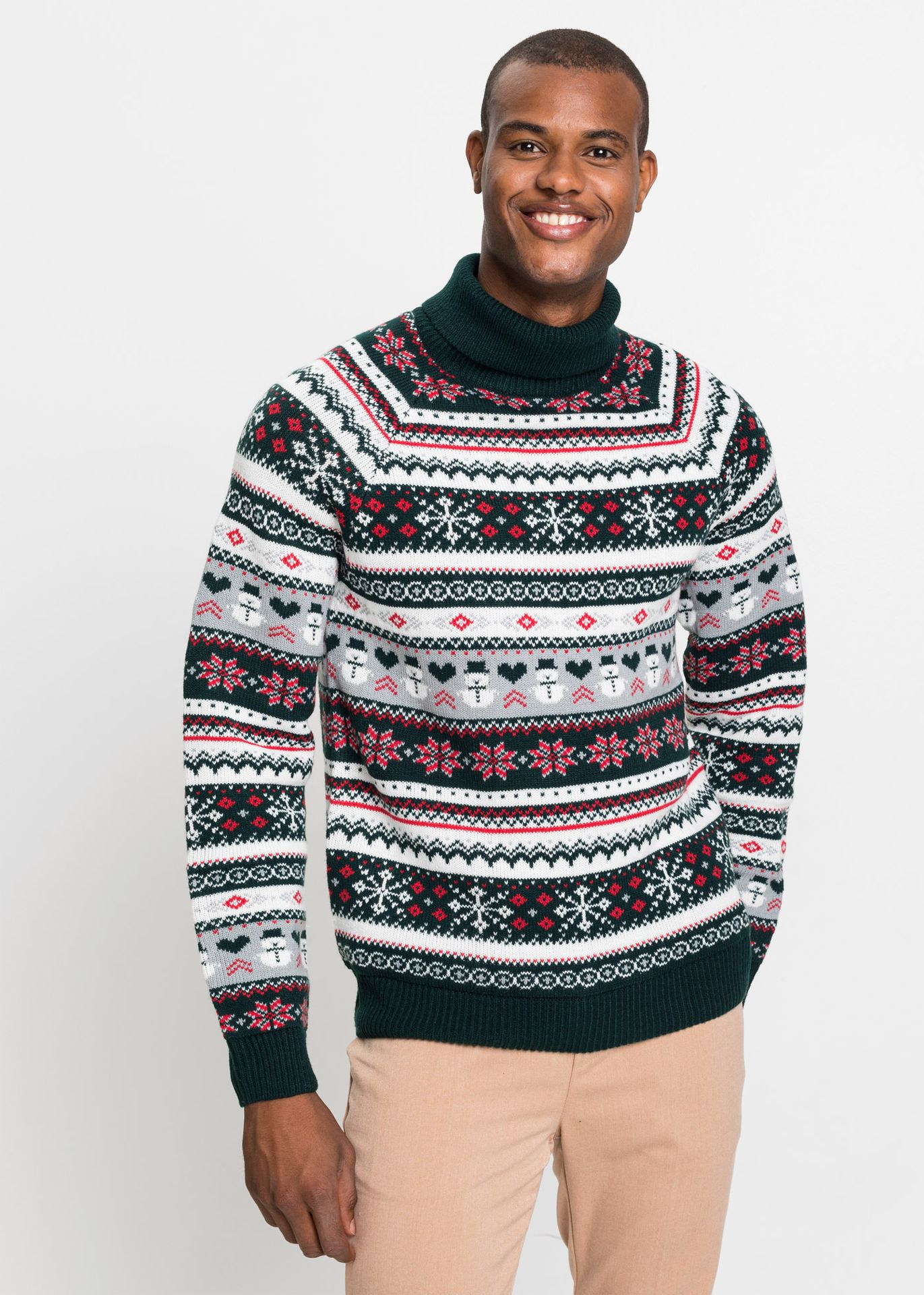 Sweter z golfem w norweski wzór - bonprix