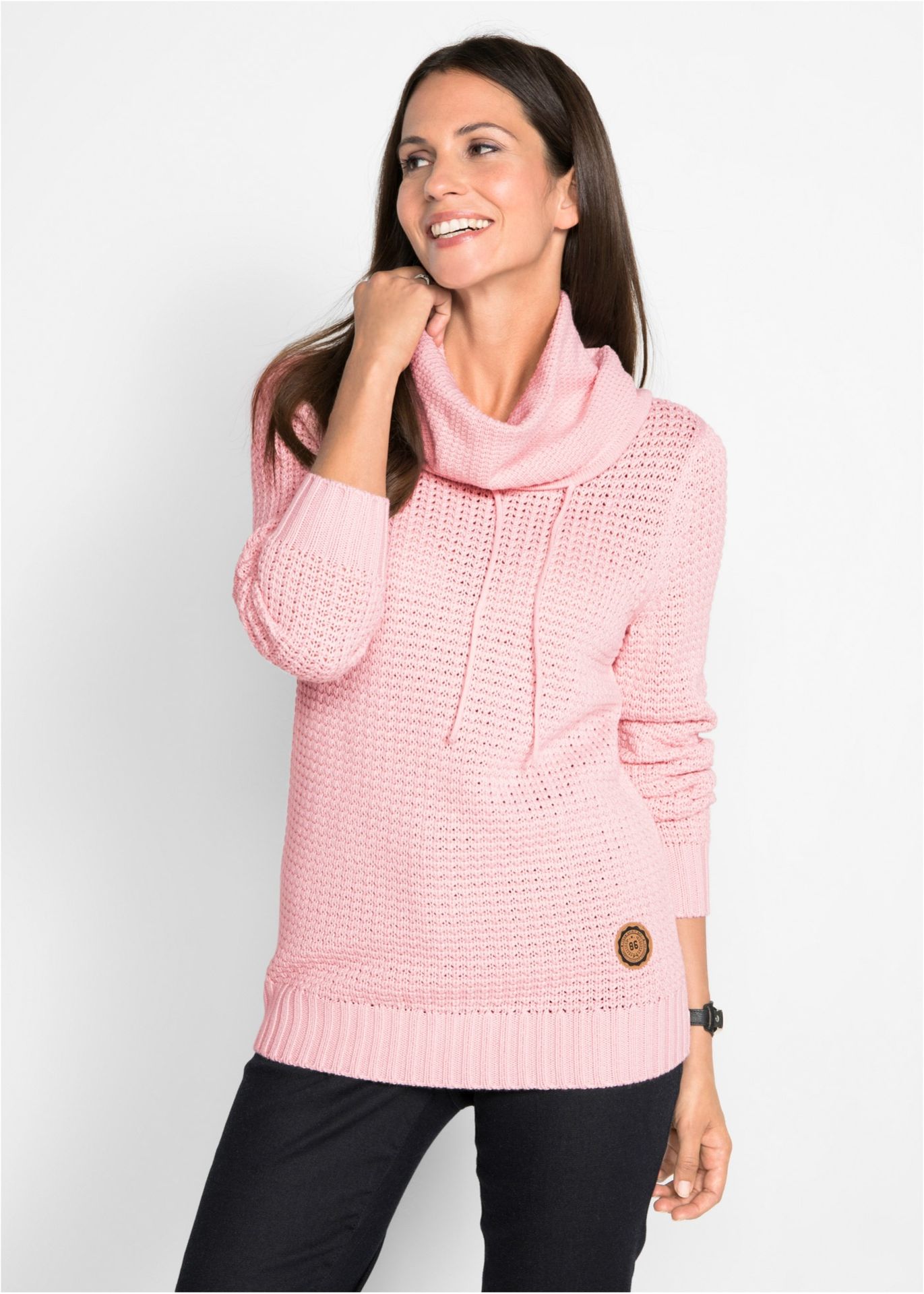 Sweter z golfem z troczkami - bonprix