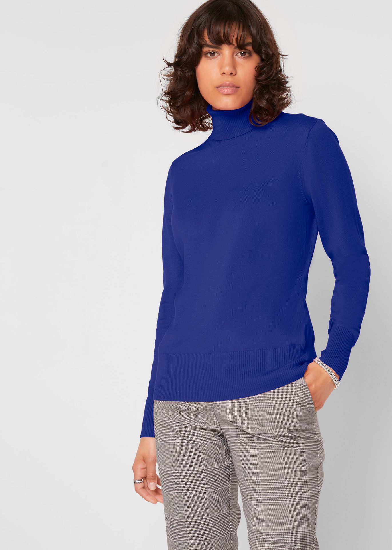 Sweter basic z golfem - bonprix