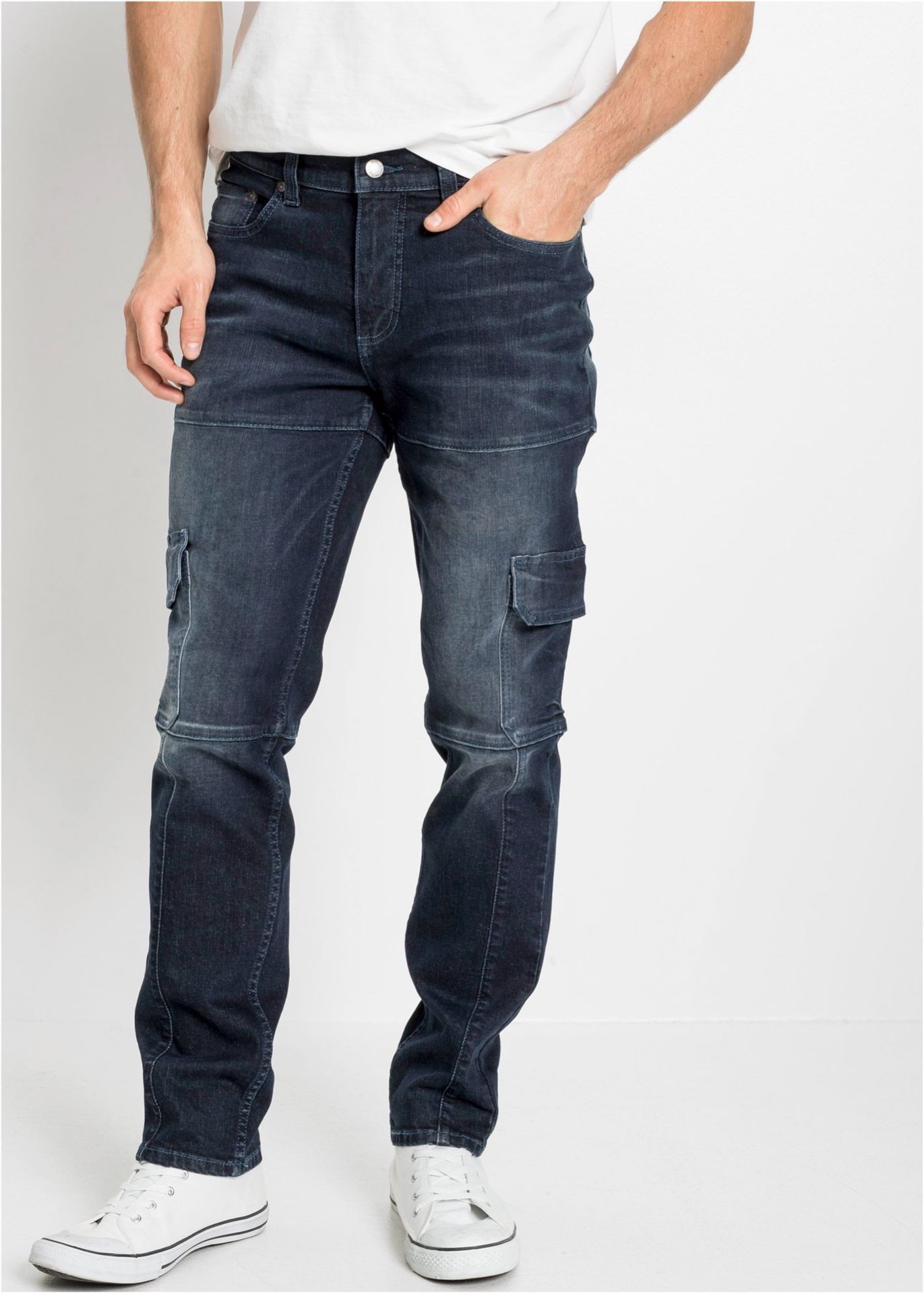 Dżinsy bojówki ze stretchem Slim Fit Straight - bonprix