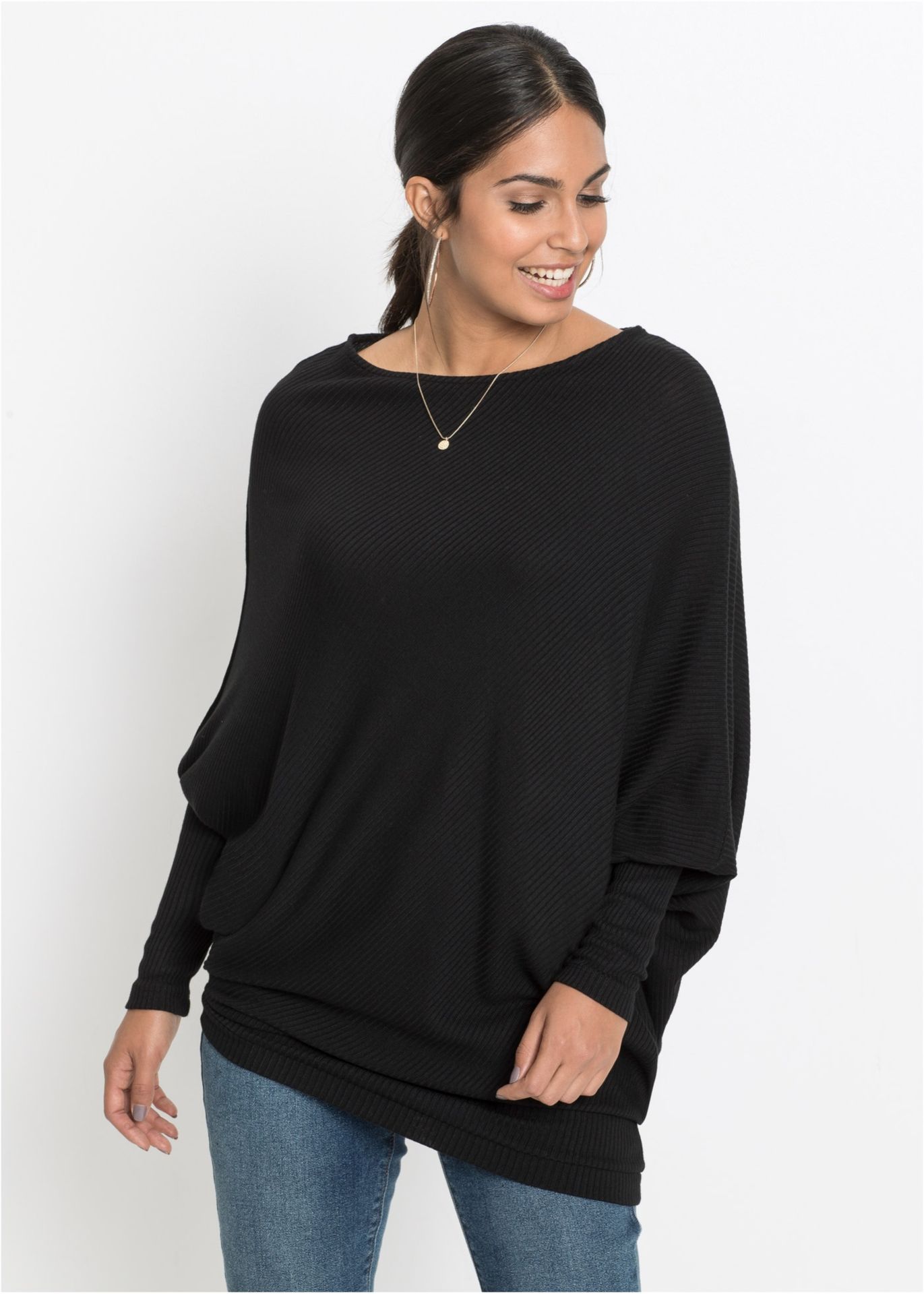 Sweter oversize z asymetrycznym dołem - bonprix