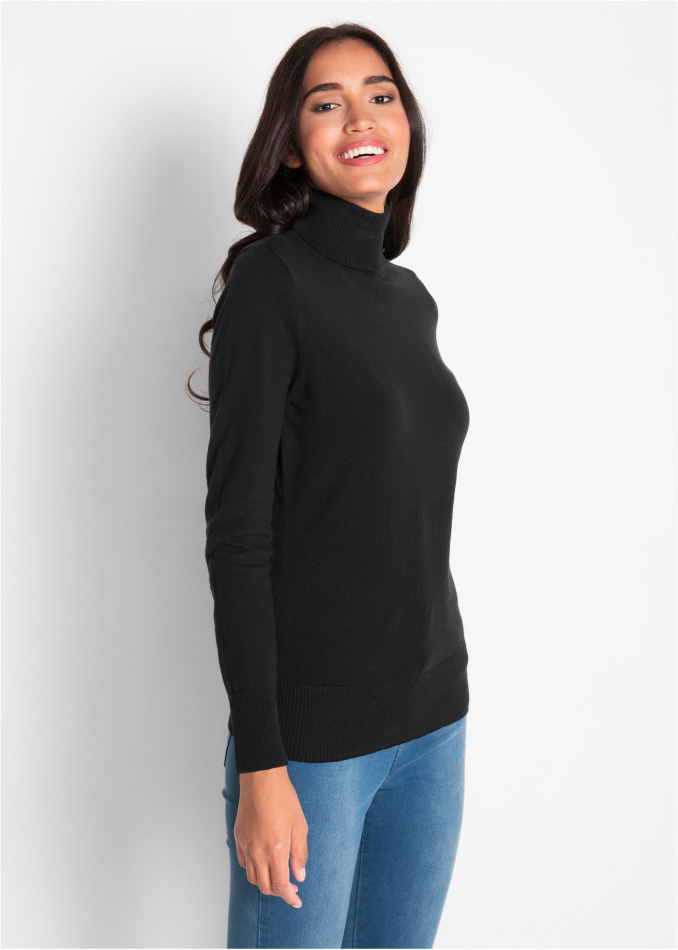 Sweter basic z golfem - bonprix