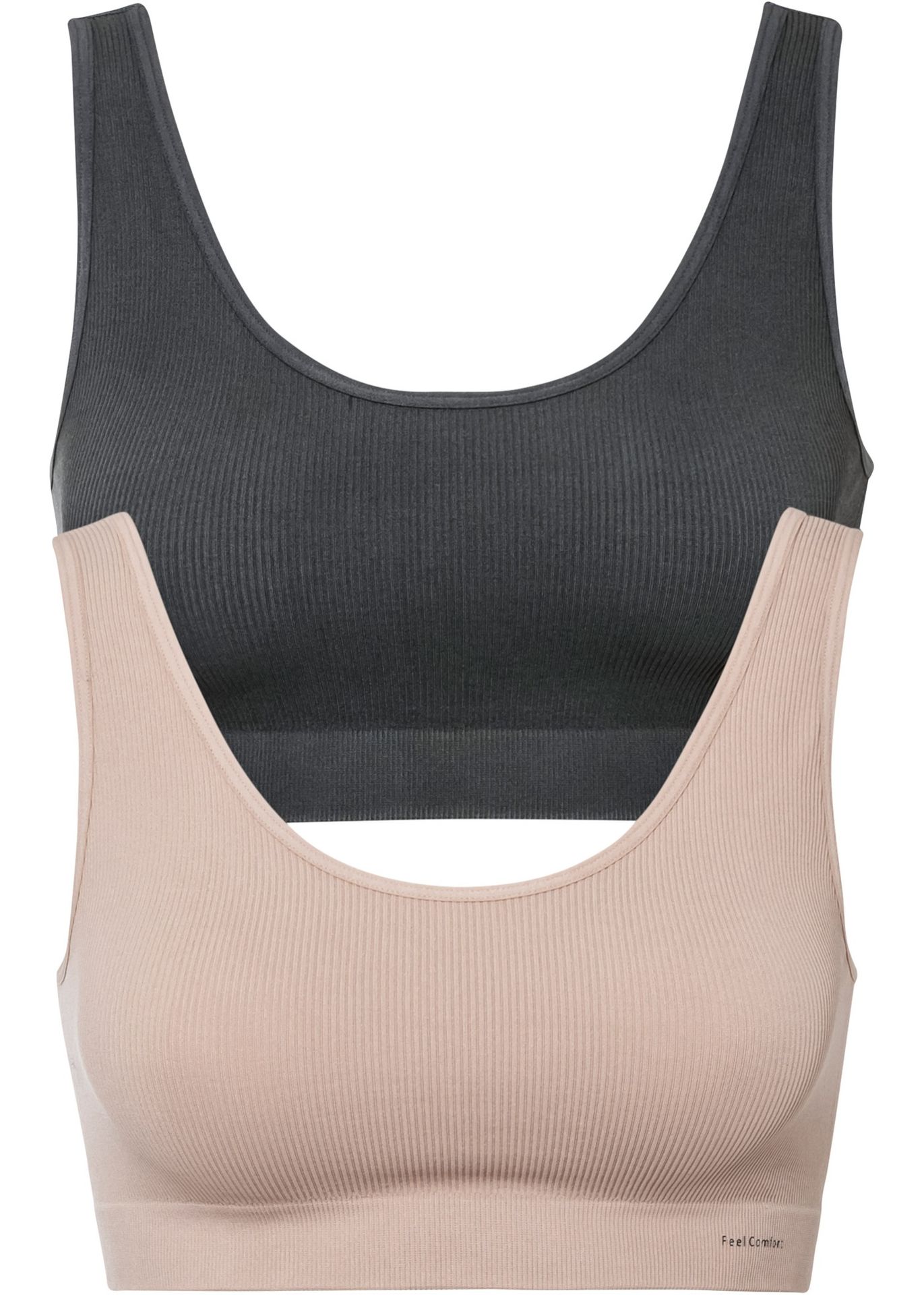 Biustonosz bezszwowy bustier  Feel Comfort w prążek (2 szt.) - bonprix
