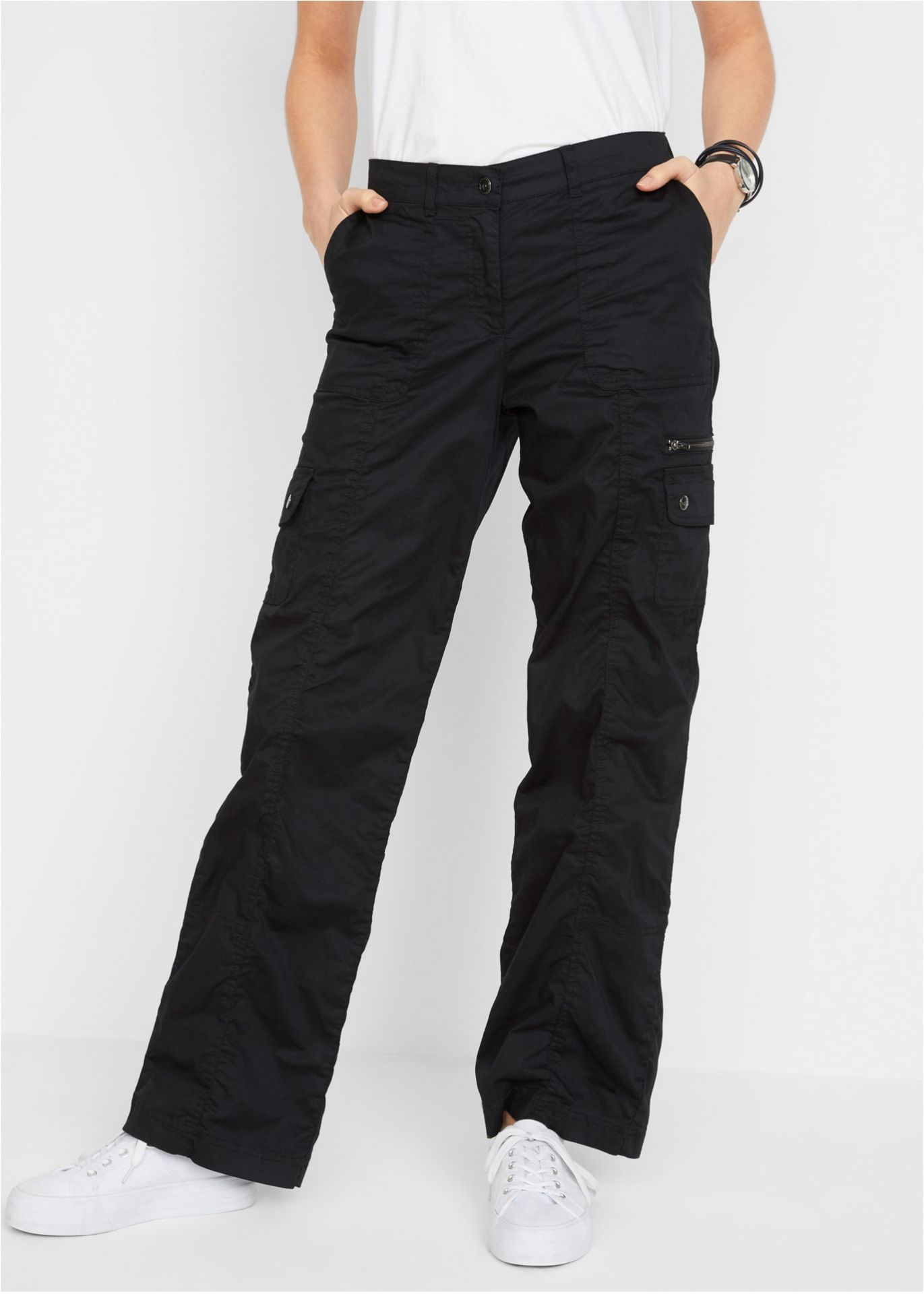 Dżinsy bojówki Mid Waist, długie - bonprix