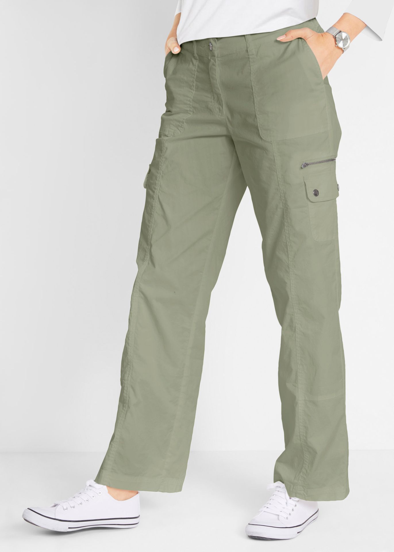 Dżinsy bojówki Mid Waist, długie - bonprix