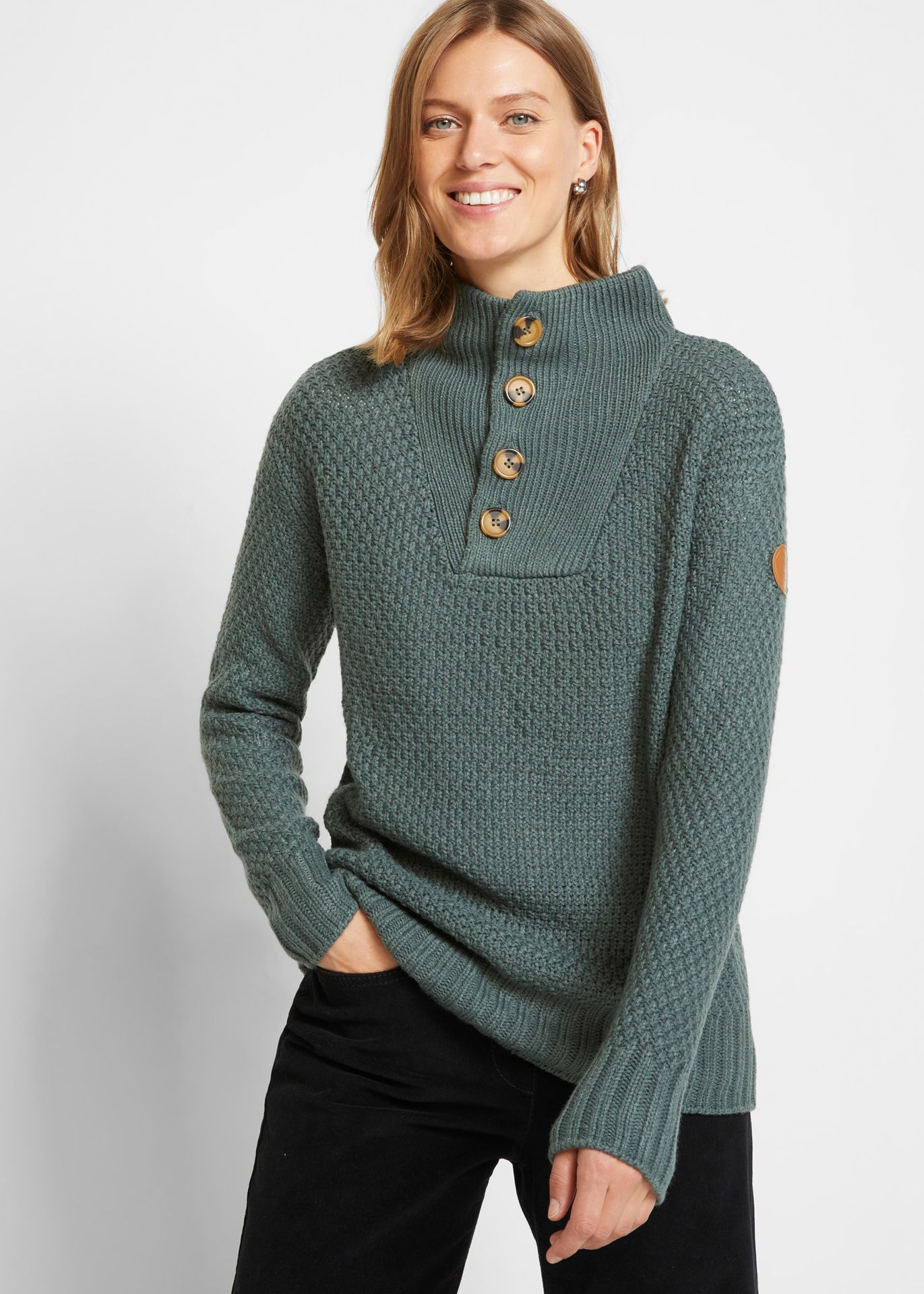 Sweter ze stójką w strukturalny wzór - bonprix
