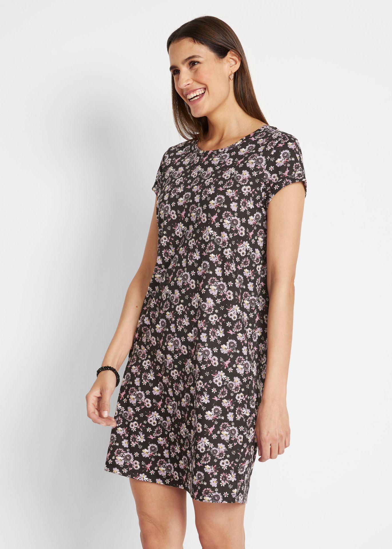Sukienka shirtowa z rozcięciami po bokach (2 szt.) - bonprix