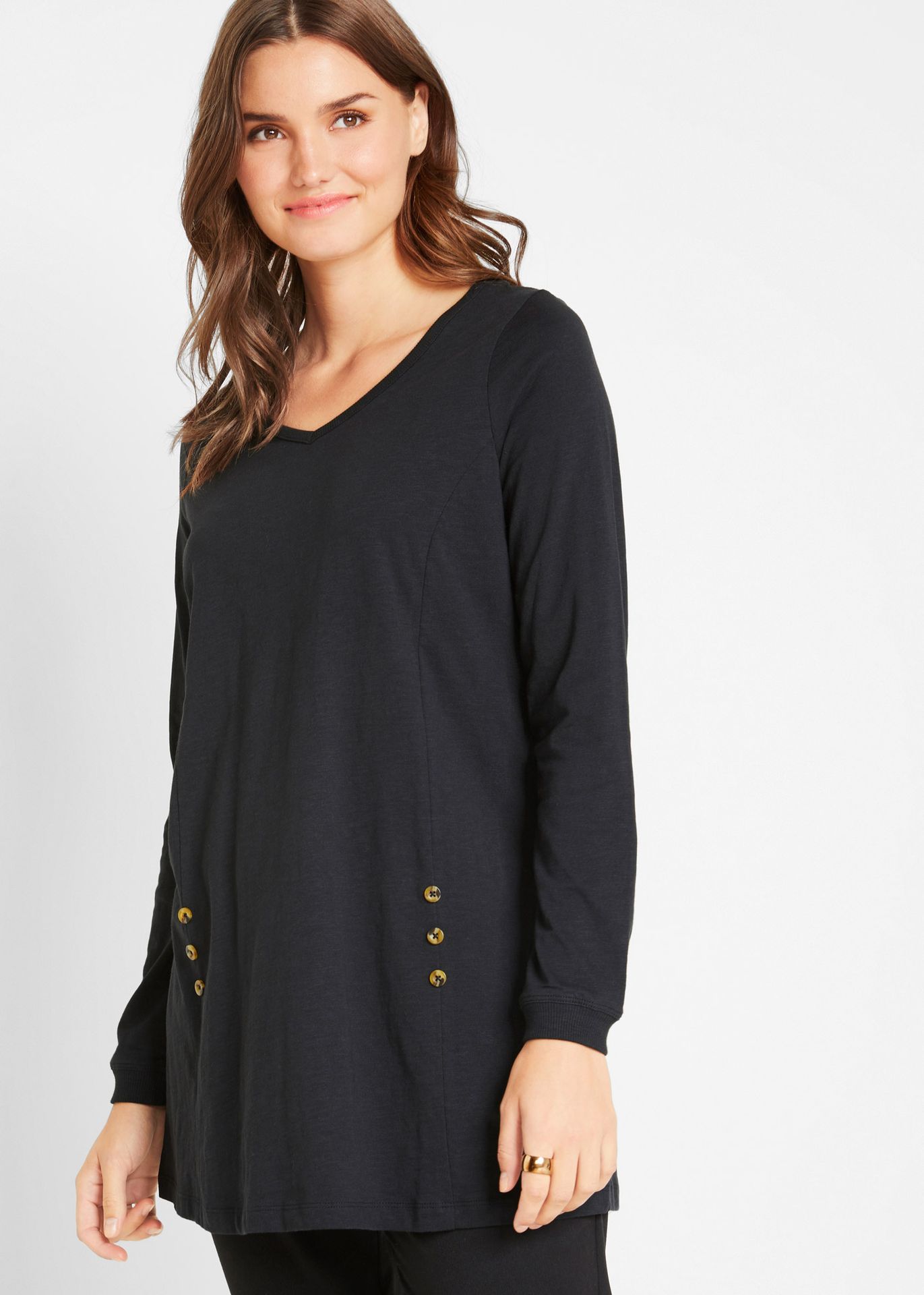 Długi shirt w fasonie o linii litery A - bonprix