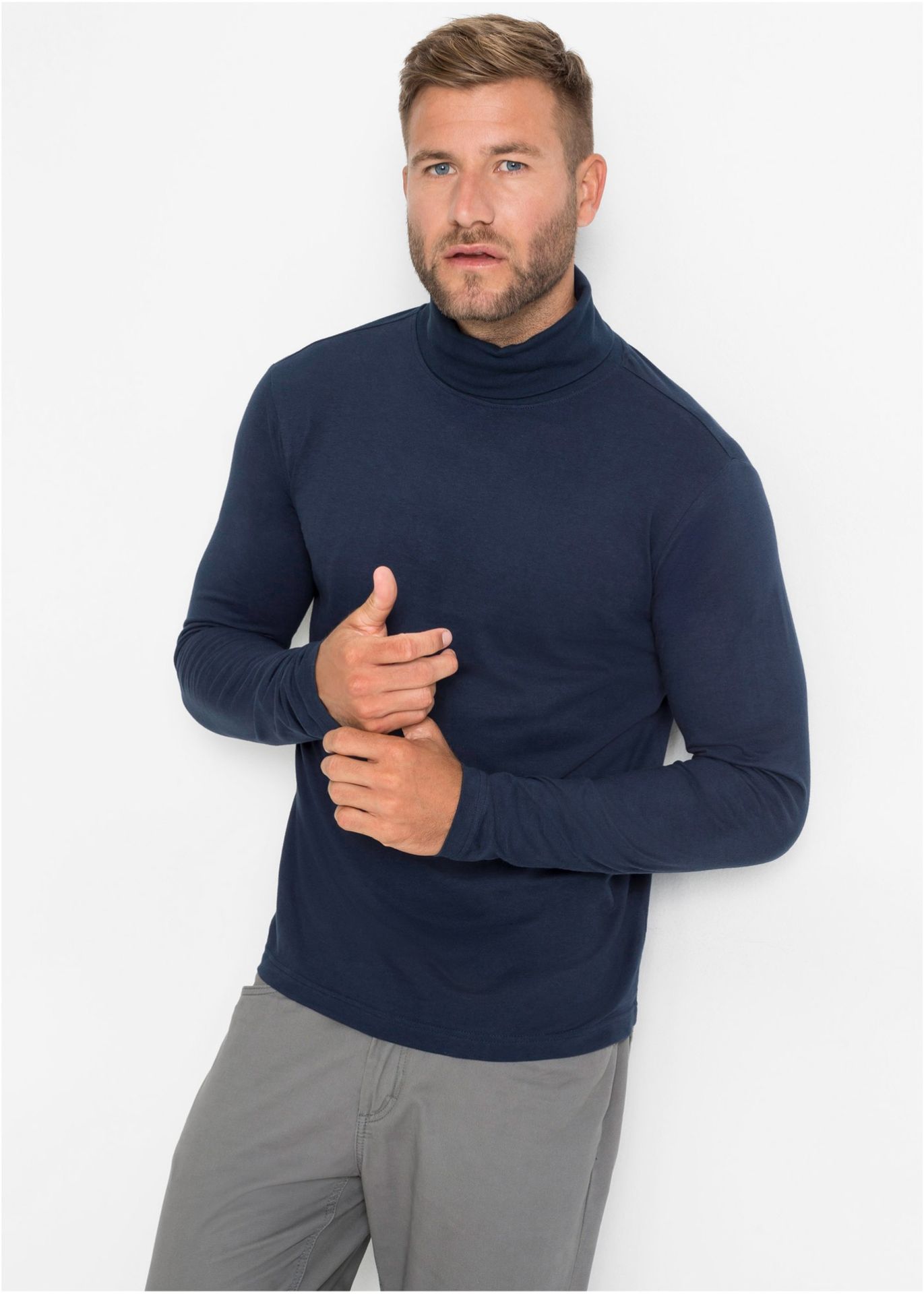 Shirt z długim rękawem i golfem - bonprix