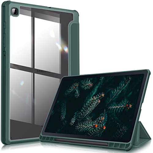 Fintie Hybrydowe etui do Samsung Galaxy Tab S6 Lite 10.4 2022/2020 SM-P610/P613/P615/P619 - odporna na uderzenia osłona z przezroczystą twardą obudową ochronną i uchwytem na długopis, nocnozielone