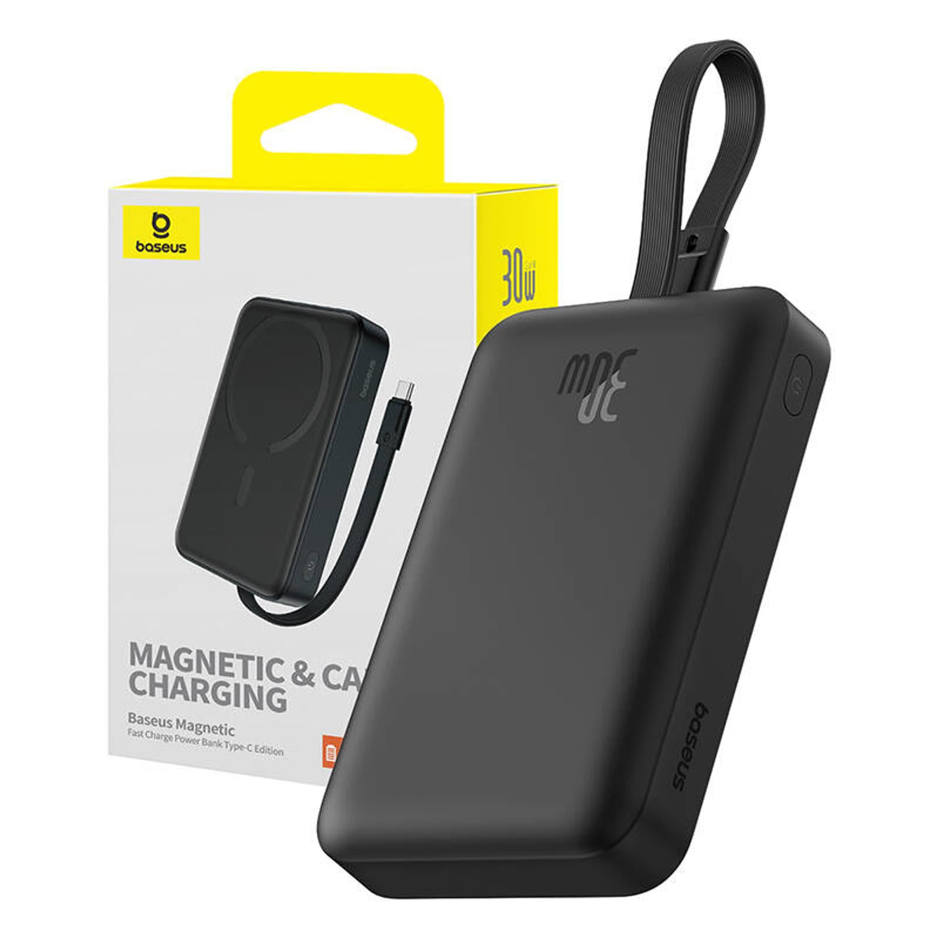 Baseus Magnetic Mini 10000mAh, USB-C 30W MagSafe Czarny