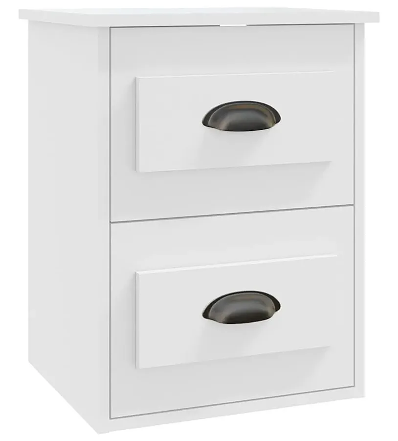 Wisząca szafka nocna z szufladami biały połysk D2-S08