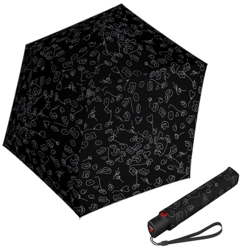 Parasol damski Knirps U.200 lekki automatyczny składany czarny wzór