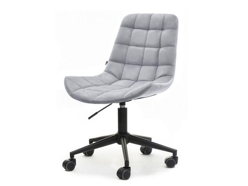 Pikowane Krzesło Z Obrotowym Siedziskiem Elior Szary Welur Czarna Podstawa