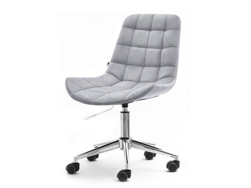 Regulowany Fotel Biurowy Bez Podłokietników Elior Szary Welur Noga Chrom